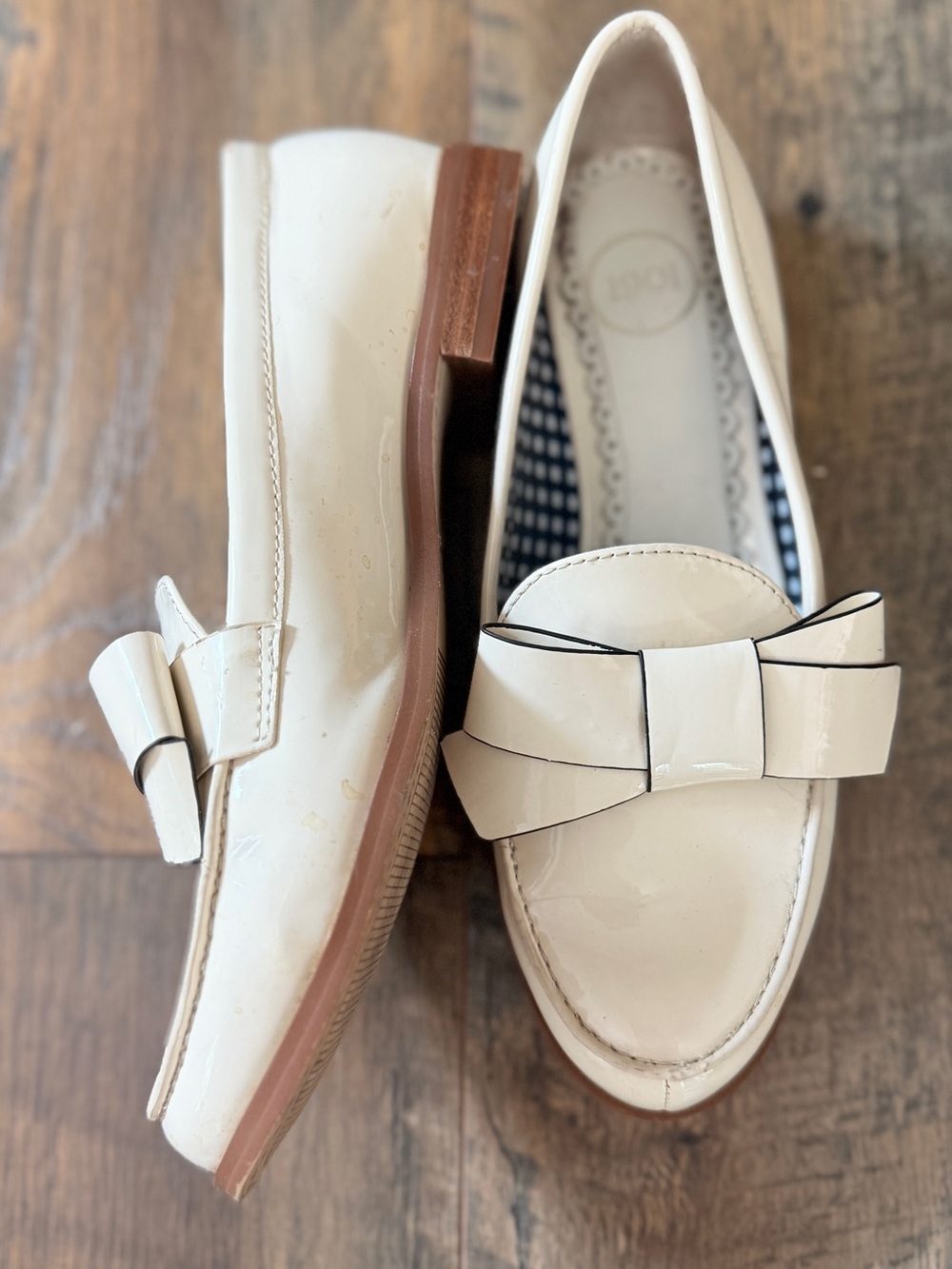Patent Leather Bow Loafers in Cream by 1901 Coquette twee chic preppy